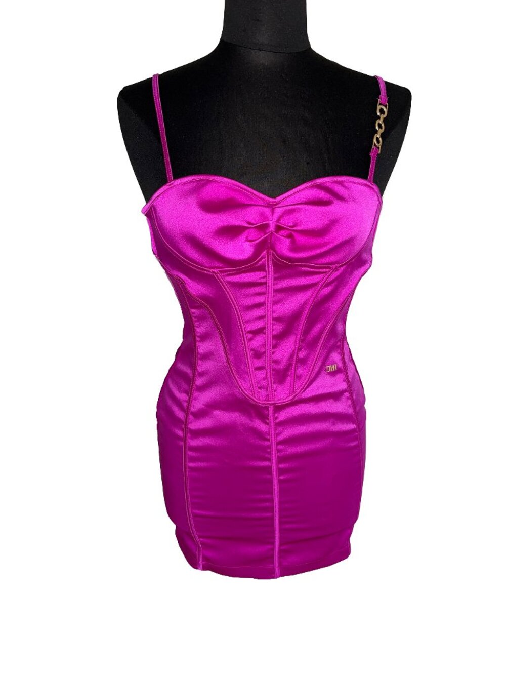 Denny Rose Italian Two-Tone Corset Mini Dress - Hot Pink / Purple Shift